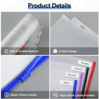 KTRIO 24 Pack Binder Pockets, 8.5 x 11 Colored Zipper Pouches for Binders | Thickened PVC Document Folders, 3 Holes Pre-Punched Fits Standard Binder Letter-Size Paper Storage, Business Office Supplies