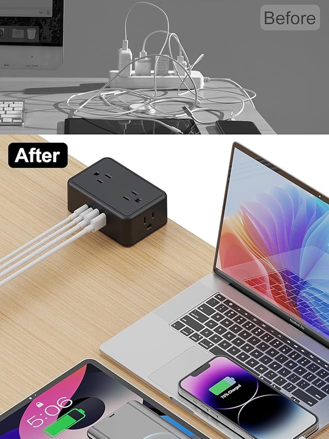 Desk Clamp Power Strip 13 Outlet 2USB-C Ports, 2 USB-A Ports, Desktop Edge - Image 6