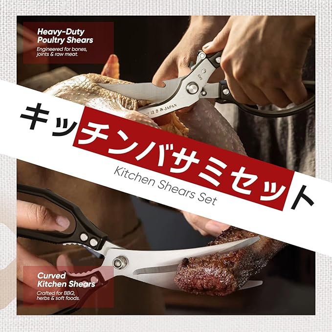 TIVOLI Kitchen Scissors Set Black, Japanese Stainless Steel Kitchen Shears - Image 4