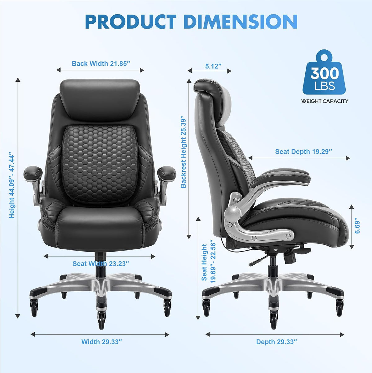 colamy office ergonomic desk high back executive chair, close-up detail