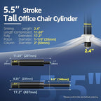 9 Inches to 15 Inches Short Office Chair Cylinder Replacement, 5.5" Stroke - Image 2