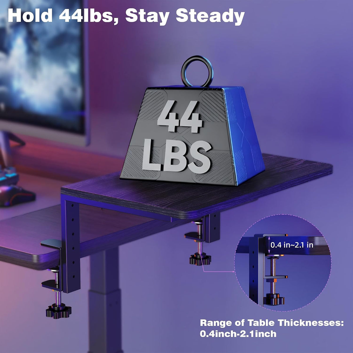 Desk Extender, 15-inch Clamp-On Desk Shelf, Height-Adjustable Desktop Shelf O...