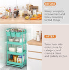 JIUYOTREE 4-Tier Plastic Rolling Storage Cart Utility Cart - Image 5