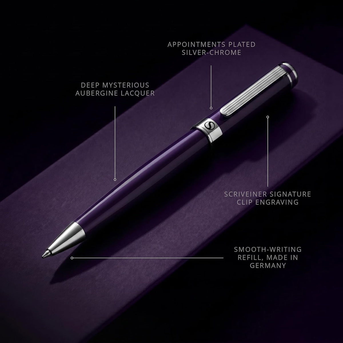 Scriveiner Aubergine Lacquer Ballpoint Pen - Stunning Luxury Pen, Schmidt Bla...