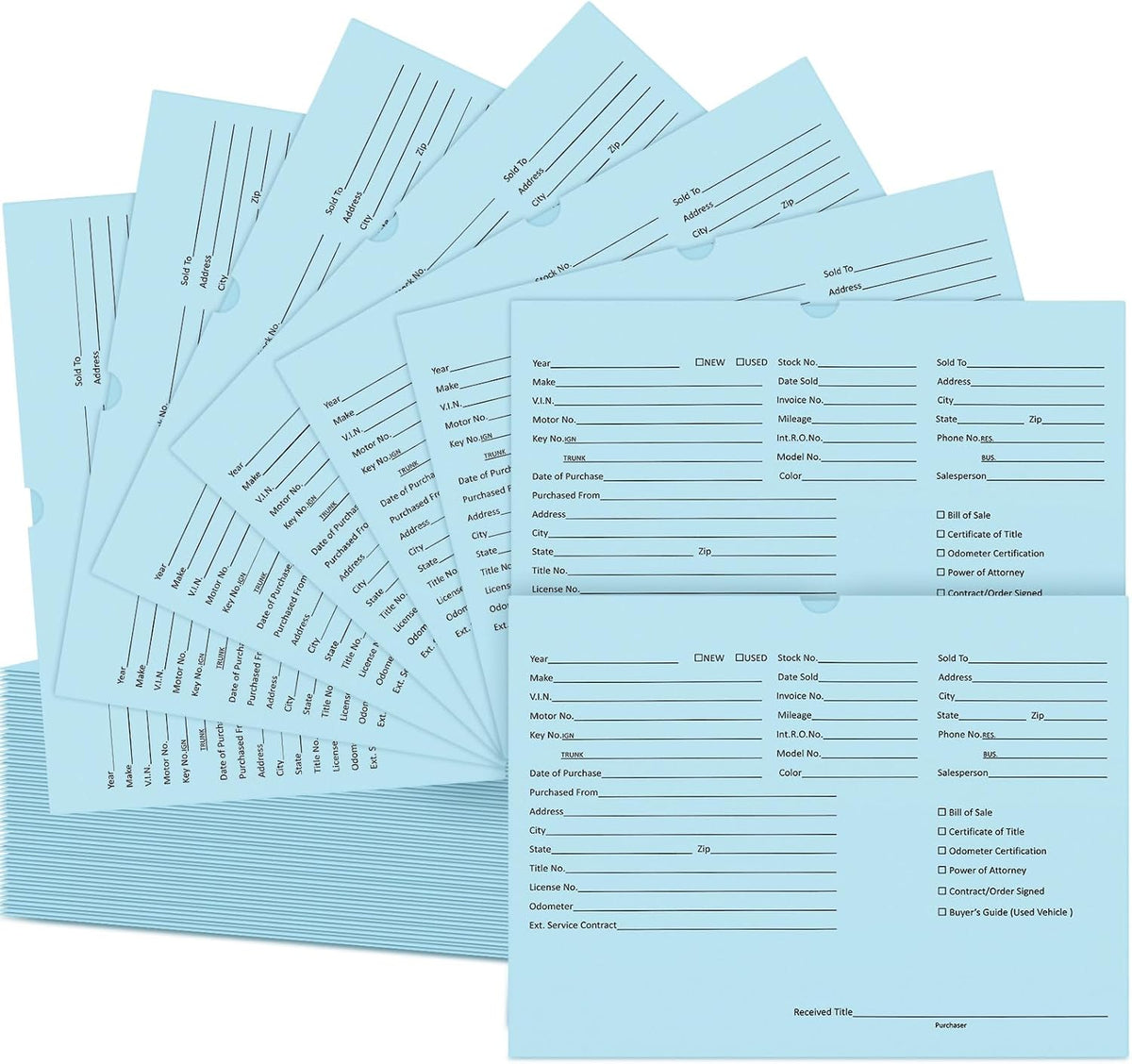 120 Pcs 9 x 12 In Vehicle Dealer Jackets