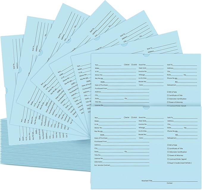 120 Pcs 9 x 12 In Vehicle Dealer Jackets by Unknown