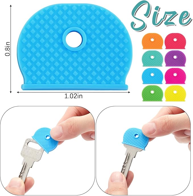 Blulu 80 Pieces 1Inch Colored Key Covers Caps Tags Covers Set Plastic Key Color - Image 2