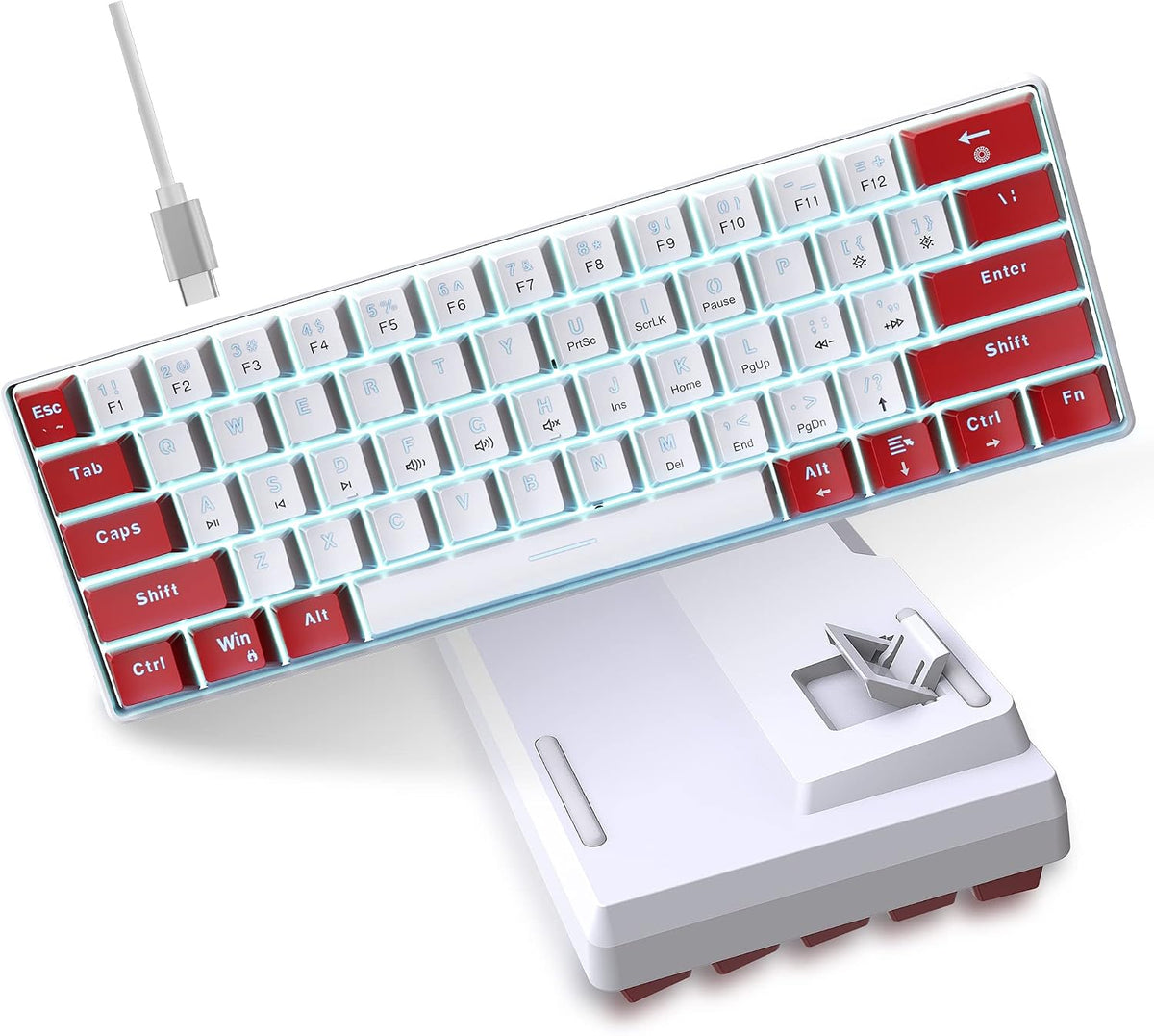 Snpurdiri Wired 60% Mechanical Gaming Keyboard (Red-White, Red Switches)
