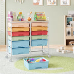Rolling Storage Cart with 12 Drawers, Wooden Tabletop Utility Cart - Image 2