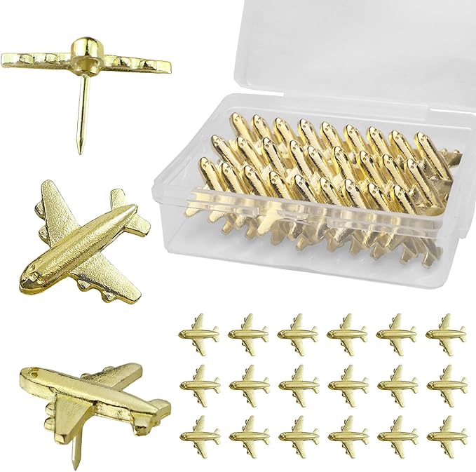 Gold-Tone Airplane Push Pins 30 Pack by Sohalejr