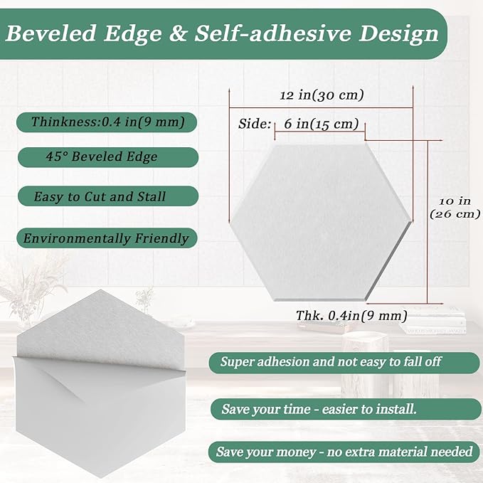 Hexagonal Acoustic Panels-12 Pack High-Density Sound Absorbing Panels - Image 4