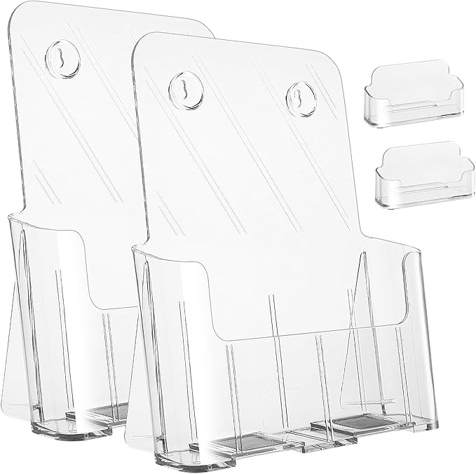 Argvey Acrylic Brochure Holder 8.5 x 11 inches, 2 Pack Clear Brochure Display by Argvey