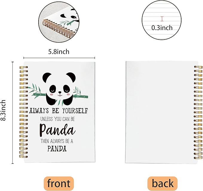 VNWEK Cute Panda Always Be Yourself Unless You Can Be a Spiral Notebook Journal - Image 5