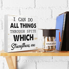 WUZYOU I Can Do All Things Through Desk Sign Wood Block Decor, Inspirational - Image 4