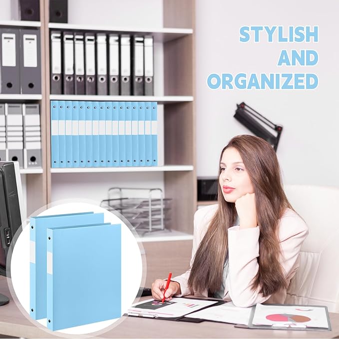 Henoyso 16 Pcs 3 Ring Binder 0.5 Inch Round Fits Letter Size 8.5'' x 11'' Paper - Image 6