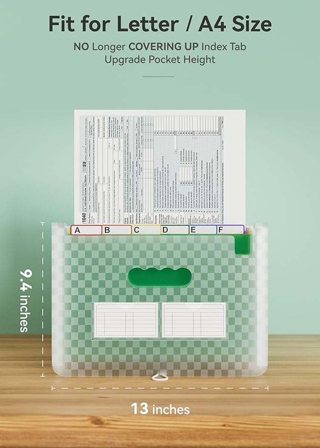ABC life 26 Pockets Accordian File Folder Organizer Letter Size Expanding File - Image 3
