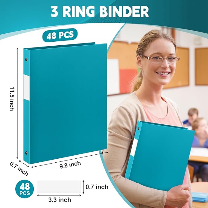 Henoyso 48 Pcs 3 Ring Binder 0.5 Inch Round Fits Letter Size 8.5'' x 11'' Paper - Image 2