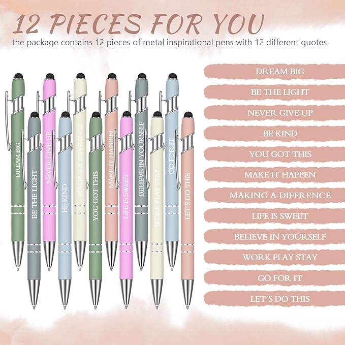 Zonon 12 Pcs Inspirational Pens Bulk Funny Ballpoint Pen - Image 2