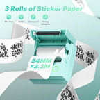 54mmx3.2m Sticker Paper, 3 Rolls Sticker Paper for Printer, White | High Quality, No BPA or BPS, Self-Adhesive, Compatible with PM290 Sticker Printer Machine, Thermal Paper for Journal Study