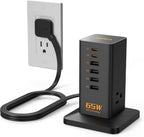 USB Charging Station for Multiple Devices PD 65W, TESSAN 9-in-1 USB C Charger