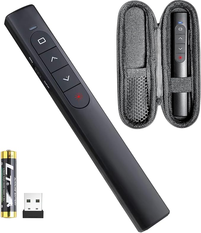 Presentation Clicker with Case, Wireless Presenter Remote with Laser Pointer by UBUYONE%C2%AE