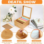 4x6 Index Card Holder with Dividers Bamboo Index Card Organizer Box 4 - Image 3