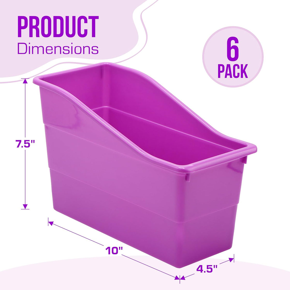4E's Novelty 6 Durable Book and Binder Holder, Files Book Bins for Classr...