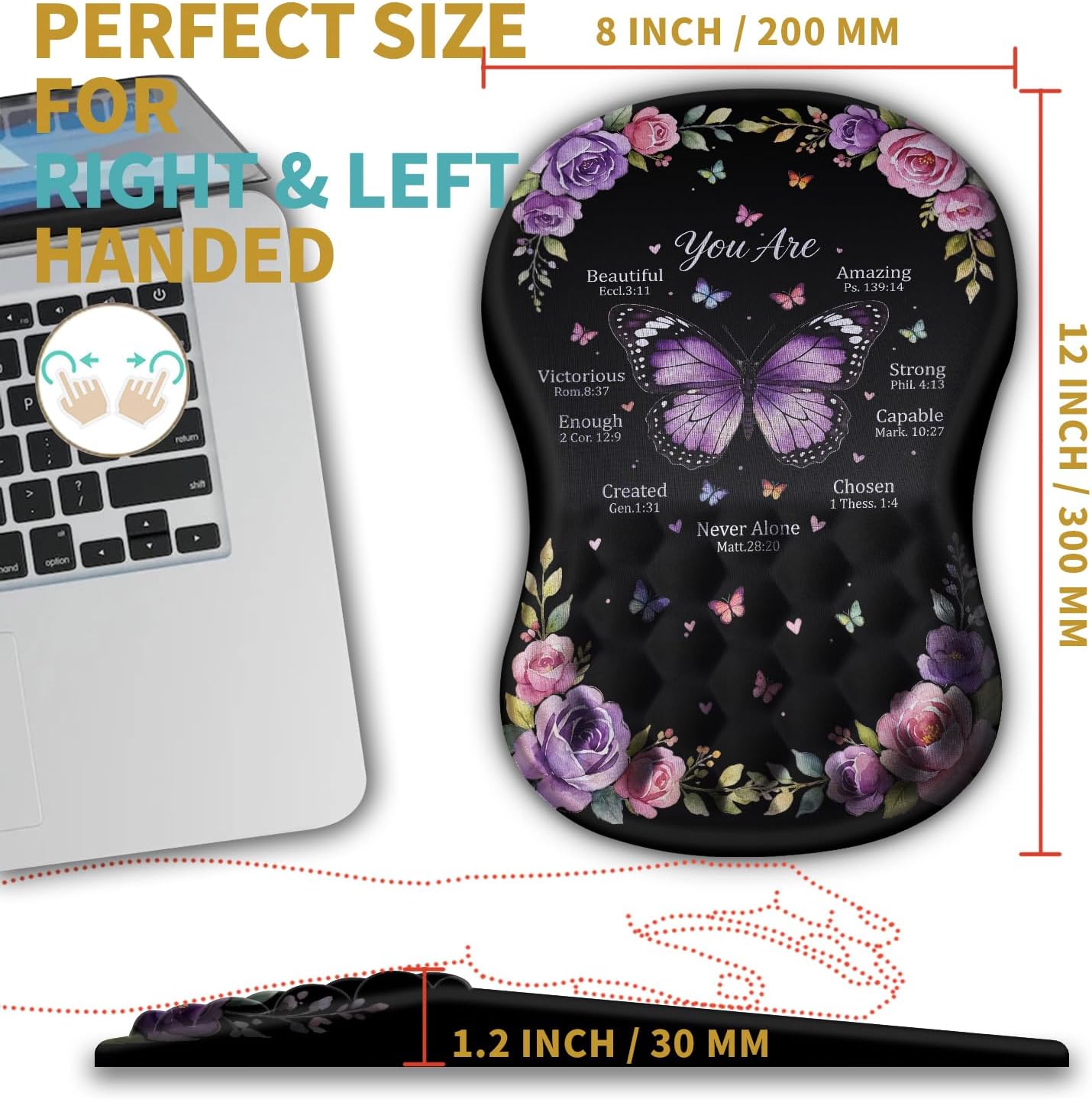 Hokafenle Ergonomic Mouse Pad Wrist Support with Massage Design, Wrist Rest Pain Relief Mousepad with Memory Foam&Non-Slip PU Base, Mouse Pads for Wireless Mouse & Desk (12x8 inch,You are)