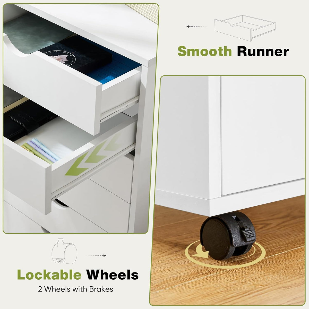 sweetcrispy 7 drawer rolling storage cabinet with wheels, side view