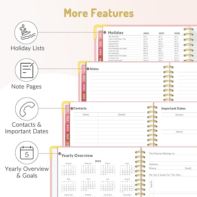 Forvencer 2026 Planner, Hardcover Calendar Planner Weekly and Monthly, Jan 2026 - Image 4