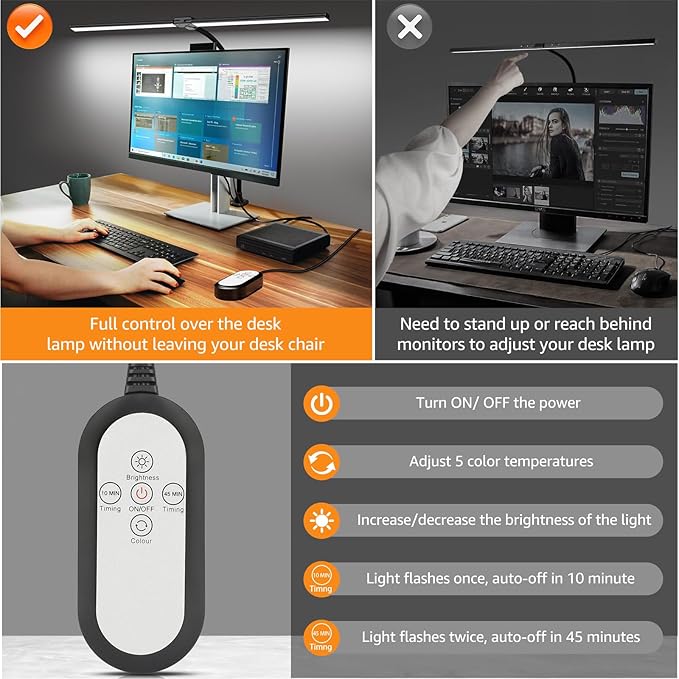 ShineTech Led Desk Lamp for Office Home, Bright Double Head Desk Light - Image 8