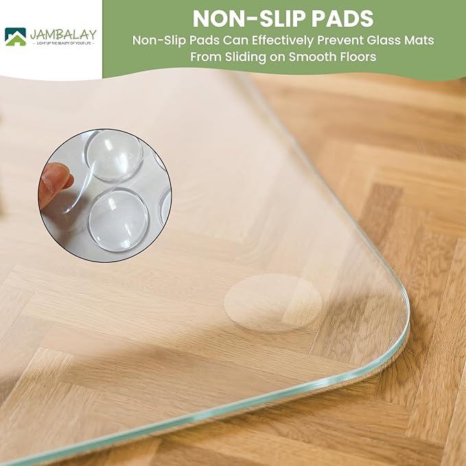JAMBALAY 46″×36″ Tempered Glass Floor Mat, Heavy Duty Glass Office Chair Mat - Image 7