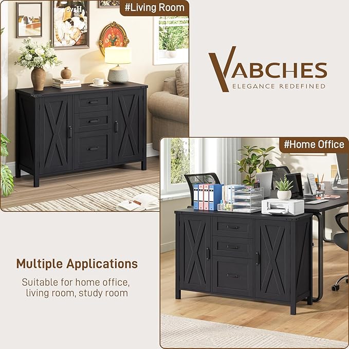 Vabches File Cabinet with 3 Drawers, Farmhouse Lateral File Cabinet Fits Files - Image 9
