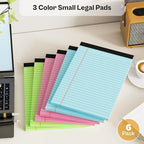 6 Pack Legal Pads 5x8 Note Pads College Ruled Notepad Pink/Green/Blue - Image 5