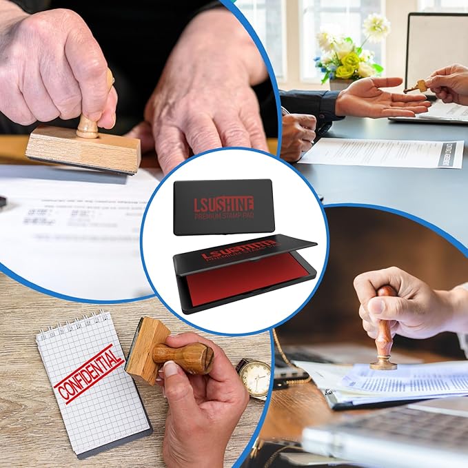 Large Stamp Pad, 6.1 x 3.4 Inch Red Ink Pad Premium Quality Felt Pad Rubber - Image 7