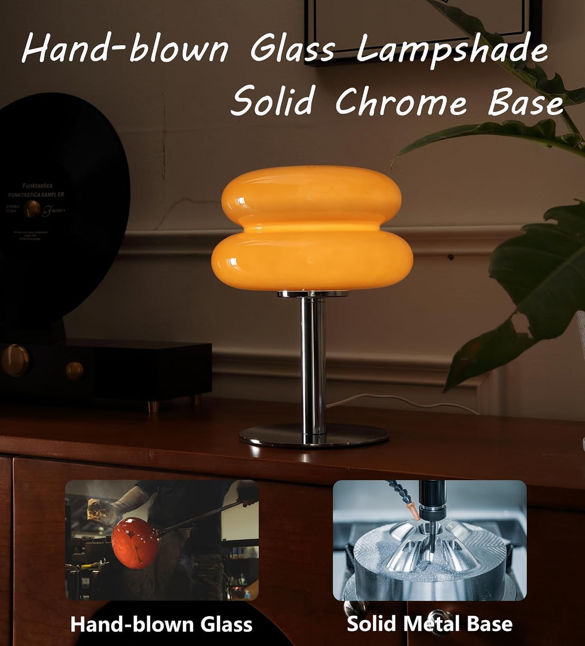 Glivpny Table Lamp Small Mushroom Lamp, Mid Century Desk Lamps (Copper)