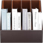 KINGFOM 4-Slot Wood Leather Document Files Holder Rack Stand Desk Files - Image 5