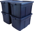 Rubbermaid Roughneck Tote 25 Gal, 4 Pack, Made in USA, Dark Indigo Metallic - Image 2