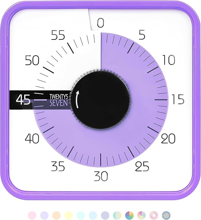 TWENTY5 SEVEN Countdown Timer 7.5 inch; 60 Minute 1 Hour Visual Timer – by TWENTY5SEVEN