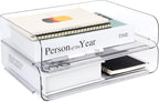 Zyners 2 Pack Stackable Desk Letter Paper Tray, A4 Clear Plastic Desk File by Zynersfocusonofficesupplie