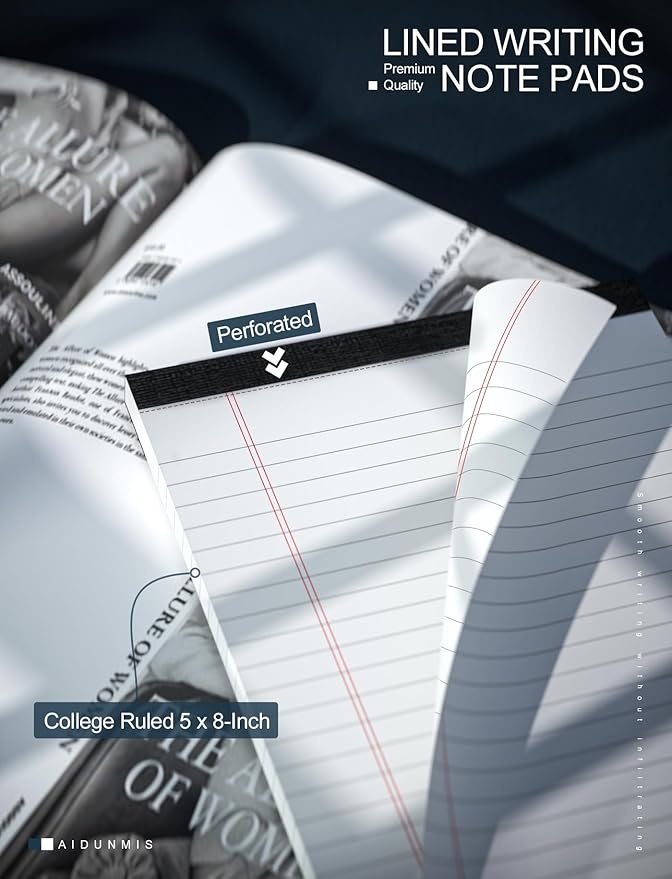 Note Pads 5x8 for Work White Legal Pads 5x8 College Ruled Legal Notepads Lined - Image 3