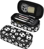 Black And White Soccer Ball Pencil Case Big Capacity Storage Pencil Pouch by HKHEHOP