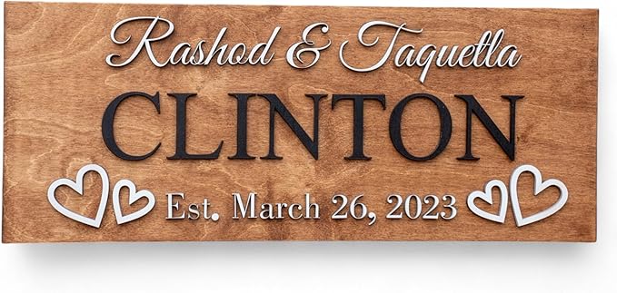 Custom Family Name Sign | Personalized Wooden Wedding Gift | Rustic Last Name by WoodHarmonyUS