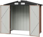 aoxun 6x4 ft outdoor storage shed, brown, view 9
