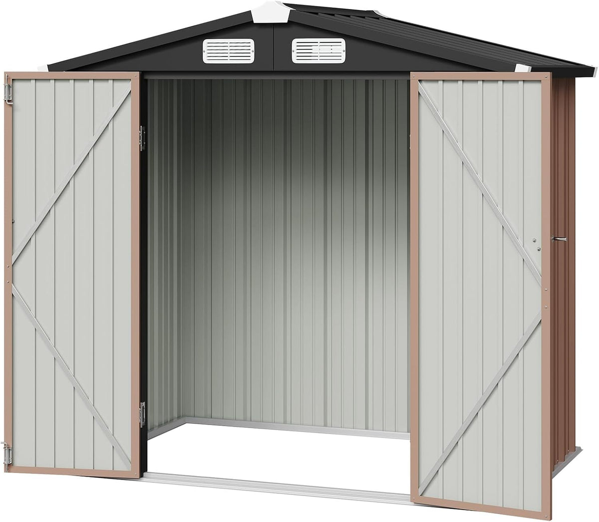 aoxun 6x4 ft outdoor storage shed, brown, view 9