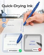 STAGEEK Blue Gel Pens, Fine Point Retractable Smooth Writing Pens - Image 4
