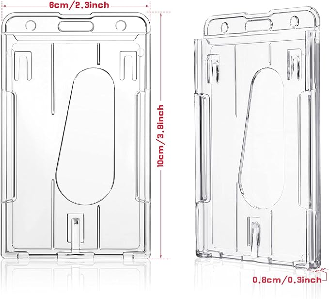 Gersoniel 50 Pieces Vertical 2 Card Heavy Duty Badge Holder Hard Plastic Clear - Image 2