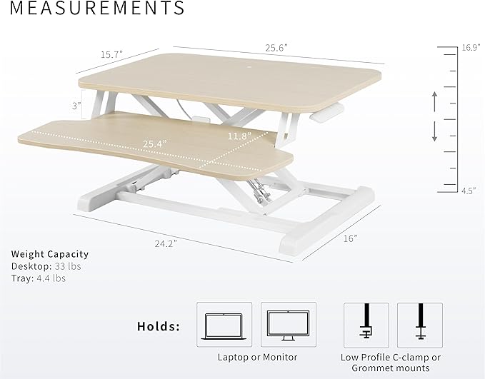 VIVO 26 inch Desk Converter, K Series, Height Adjustable Sit to Stand Riser - Image 3