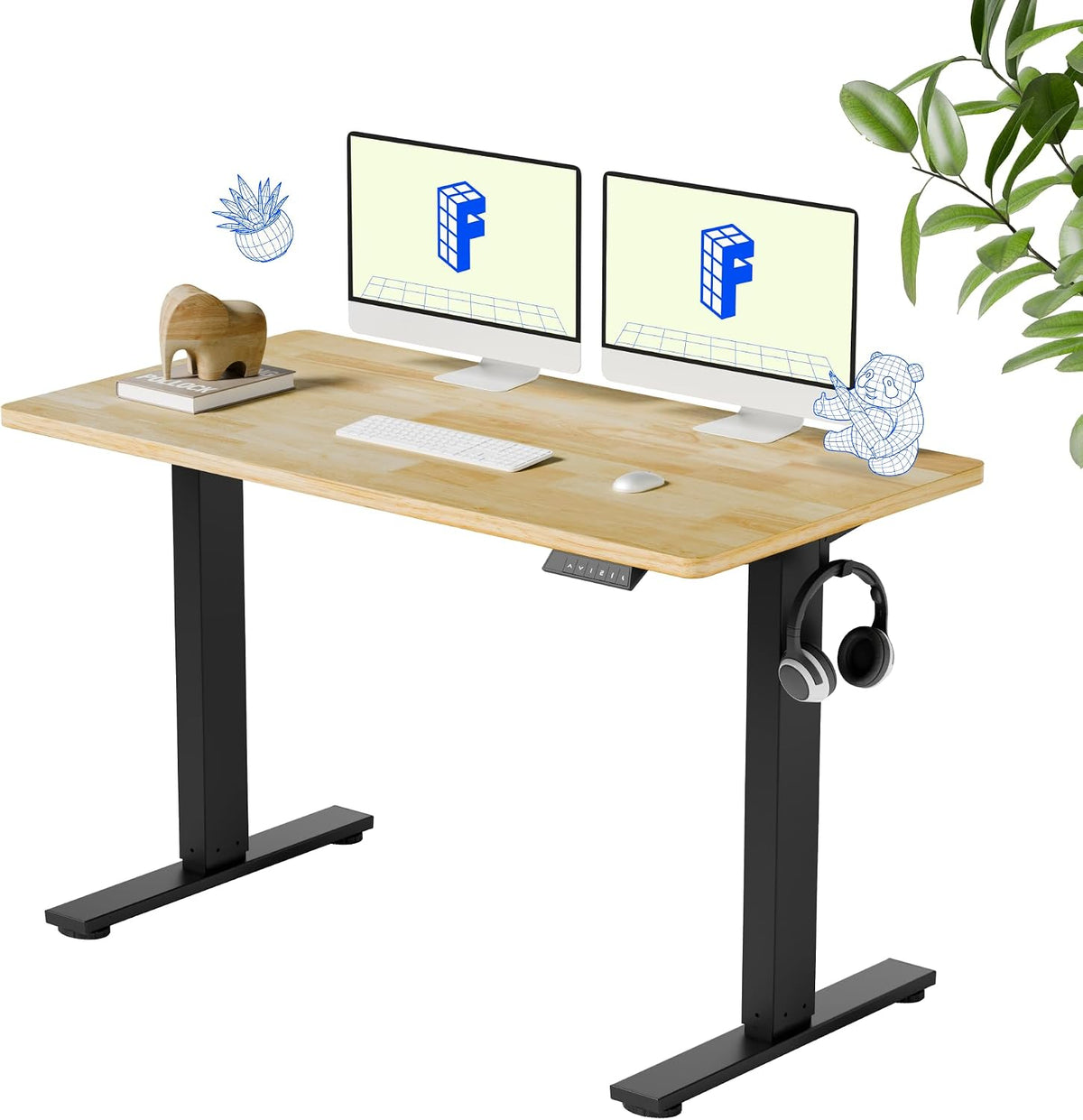 FLEXISPOT EN1 One-Piece Solid Wooden Standing Desk 48 x 24 Inches Height
