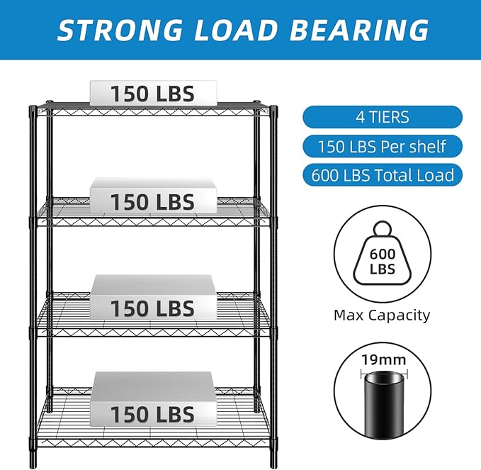 Guan River 4-Shelf Adjustable Metal Shelf Wire Shelving Unit Storage Rack - Image 3